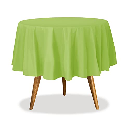 Image of Party Dimensions Lime Green Disposable Plastic Tablecloth for Round Tables (36 Pack) Table Cloths for Parties, Events & Weddings, Indoors & Outdoors, 84 inches, Plastic Table Cover