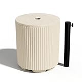 FONTOI Umbrella Side Table with 1.5' Pole Hole, 11.5 Gallon Fillable Heavy Duty Black Stand for Outdoor Market Umbrellas, Weather-Resistant Design for Garden, Deck, Lawn, Beige