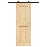 Homgoday Puerta corredera con herrajes Madera Maciza de Pino 80x210 cm Puertas correderas rusticas Puertas Correderas Puerta Corredera para Corredera Madera