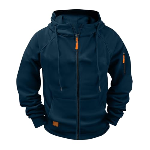 HAOLEI Sweat à Capuche Homme Pull Zippé Manches Longues Couleur Unie Sweatshirt épais Poche Kangourou Sweat pour Hiver et Automne Activewear avec Poche DéContracté Confortable Cardigan Jacket