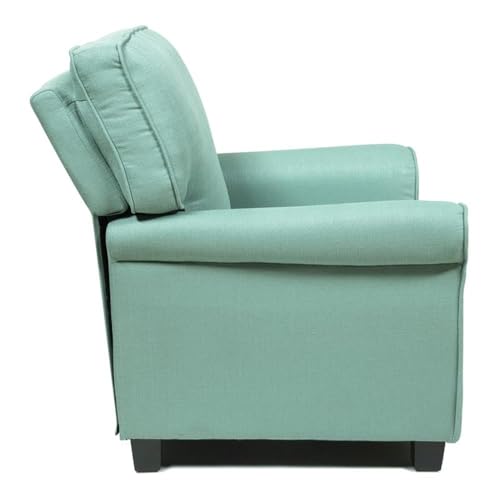 Sillón con estructura de madera y tapizado azul miniatura 6