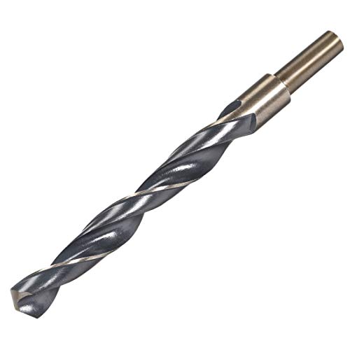 sourcing map Straight Shank Twist Drill Bit 14mm Gold Titanium & Black Nitride Coated High Speed Steel (HSS) 4341 with 10mm Shank for Stainless Steel Alloy Metal Plastic Wood
