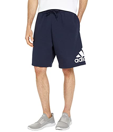 adidas Big Logo Fleece Shorts Legend Ink/White/White LG at Amazon