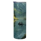 Cisdanoty Mountain Lake Rowing Stainless Steel Skinny Tumbler Vacuum Travel Mug Hot Cold Drinks Cup 20oz