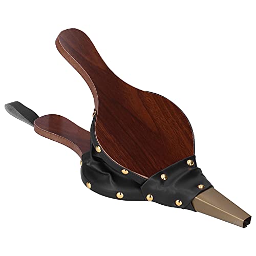 OPPWONG Fireplace Bellows, Manual Wood Air Blower Fireplace Blower Fire Starter Hand Bellow Pump Pit Barbeque Fire Tools Accessories with Strap for Outdoor Camping BBQ Grill Chimney