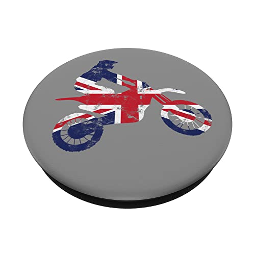 Biker UK GB Union Jack Motocross Dirt Bike Patriot Downhill PopSockets Swappable PopGrip, Black - Image 2