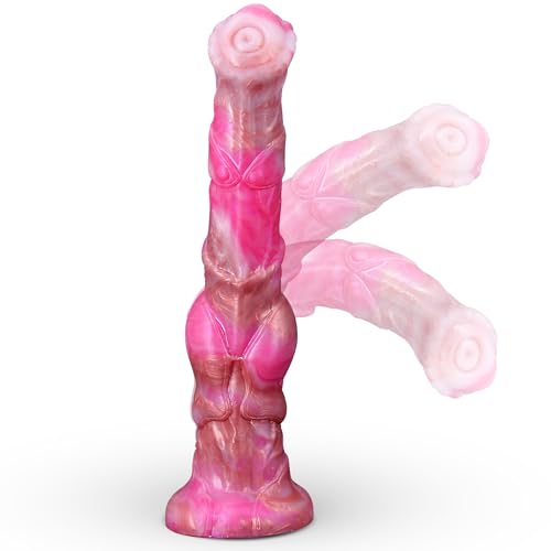 Realistic Long Horse Dildo, 12inch Monster Dildos with Knot and Suction Cup Thick Waterproof Pink Silicone Dragon Dildo Anal Plug Toys for Women Men G Spot Anal Play