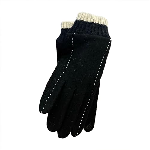 Guantes de ciclismo de terciopelo grueso para pantalla fría y resistente al viento (color negro, talla única)