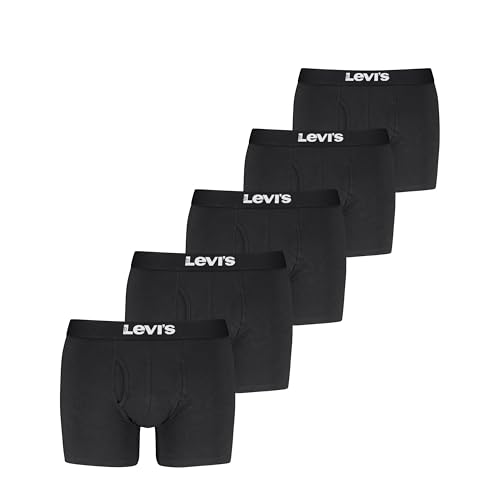 Levi's Men's 5-Pack Solid Basic Boxer Brief, Black Combo, Medium - image 1