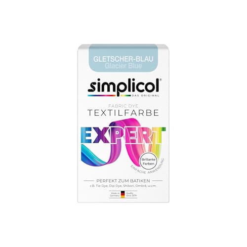 simplicol Tinte textil expert azul glaciar, perfecto para teñir batiken y manualidades creativas, 150 g