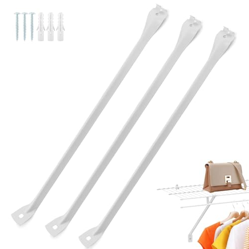 3 Pcs Support Brackets for Wire Shelving,12 Inch Wires Shelves Brackets,Closet Shelf Bracket with Anchors and Pins Metal Wir-e Shelf Brackets for Closet Wire