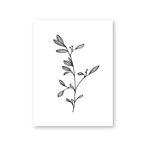 Póster de lienzo botánico minimalista en blanco y negro 80x75 cm 4