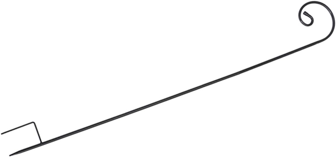 Rust-Resistant Iron Shepherd’s Hook for Outdoor Garden, 120cm Thick Ground Stake with Detachable Curved Double Prong, Plant Hanger and String Light Pole for Yard Décor