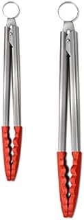 Zeal JSET2S Non-Stick Silicone Large & Small Cooks Tongs Set-French Grey