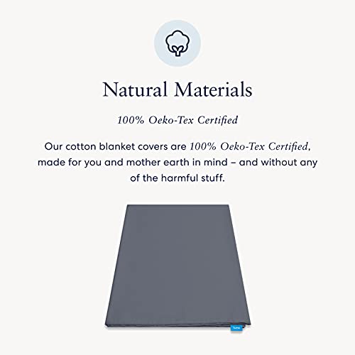 [Premium Removable Duvet Cover For Weighted Blankets] By Luna - Oeko Tex Cotton Weighted Blanket Cover- 8 Tie System For Secure Fastening [King Size - 80" X 87"] [Dark Grey] #TOP1