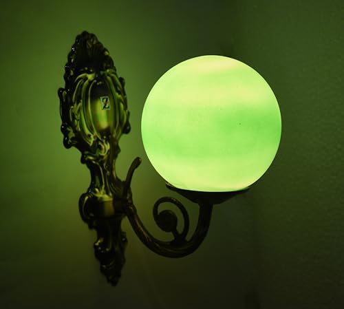 ONECYA ROYAL FANCY Traditional Indoor Wall Light Brown Color Globe Shape E27 Holder Upto 100-Watts Made in India (Bulb Not Included) Pack of 1(Matel) (Doom Green, 1)