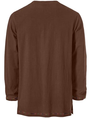 Image of JEMITOP Men's Pure Cotton Vintage Lace Up Shirts for Pirate Renaissance Viking Medieval Costume Without Belt