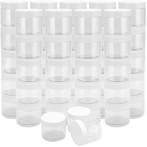 JEUIHAU 48 Pack 120ml Clear Plastic Jars with Lids, BPA-Free Empty Slime Storage Jars, Wide Mouth Plastic Container for Slime, Spices, Makeup, Grains, Crafts Cover