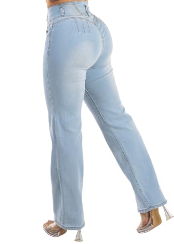 Image of Moda Xpress Women's Butt Lifting High Waisted Bootcut Jeans - Stretchy, Comfortable Flare Jeans in Junior Size Vintage Style