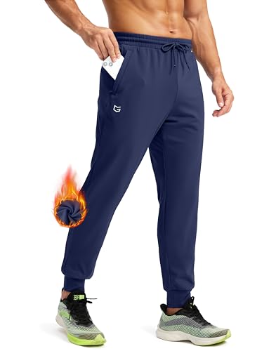 G Gradual Men's Fleece Joggers with Zipper Pockets Winter Warm Pants Water Resistant Athletic Workout Gym Sweatpants for Men