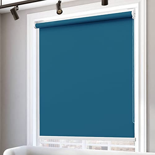 Seitenzugrollo Verdunklungsrollo 145x250cm Sonnenschutz Deckenmontag Sonnenschutzrollo Rollo Doppelrollo Doppelrollo Klemmrollo für Fenster und Sichtschutz, Dunkelblau