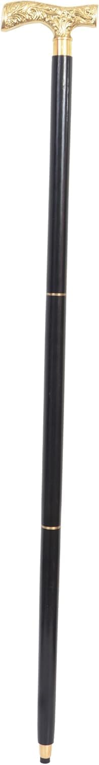 Deluxe Walking Cane – Solid Brass Golden Handle with Black Wooden Shaft (36 Inch) | Luxury Designer Walking Stick for Men & Elderly | Antique Decorative Mobility Cane