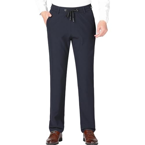 Generisch Pantalones de chándal para hombre largos: pantalones deportivos con cordón, pantalones de chándal de pierna recta, pantalones de negocios, pantalones ligeros para exteriores de color sólido