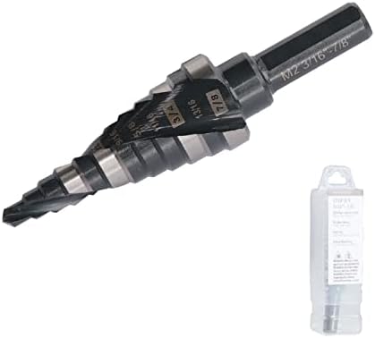 Jerax tools 3/16 to 7/8 Inch Step Drill Bit, M2 HSS Spiral Grooved Step Bit for Stainless Steel, Metal, Wood, Plastic