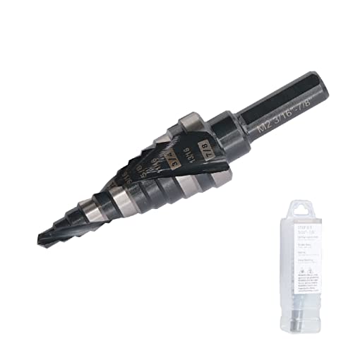 Jerax Tools 3/16 To 7/8 Inch Step Drill Bit, M2 Hss Spiral Grooved Step Bit For Stainless Steel, Metal, Wood, Plastic #TOP6