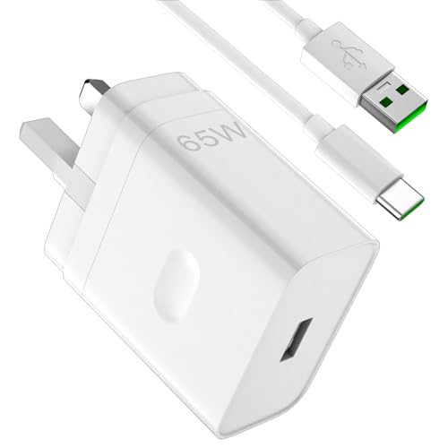 For OPPO 65W Charger SUPERVOOC Plug Power Adapter UK/USB C Charging Cable 1.8M for OPPO Find X8 X5 Pro Lite X3 X2 Pro Neo Reno14 13 Pro 14F 13 12F 11 A5 A78 A80 Realme 14 13 12 GT USB Wall Charger
