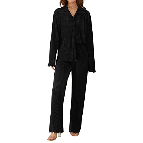 Damen Hosenanzug Sommer - Elegantes 2-teiliges Set Mit Weiter Hose