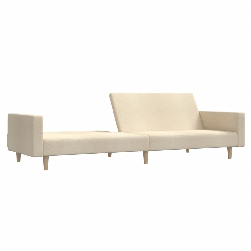 Sofá cama de 2 plazas de tela crema con espacio de almacenamiento y respaldo, 220 x 84,5 x 69 cm, cojín cómodo, adecuado para salón, habitación de invitados, apartamentos pequeños, salón