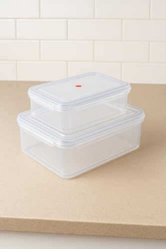Image of Clear Transparent Plastic Storage Box Organizer Rectangle Medium Size Container With Lid And Lock For Multipurpose Jewellery Stationery Cosmetics Combo 2 Box