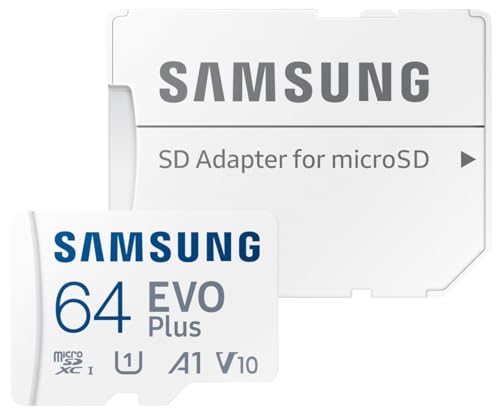 Carte MEMOIRE Samsung 64G Micro SD Evo Plus 2024 avec Adaptateur SD Classe 10 Lecture 160 Mo/s Ecriture 160 Mo/s MB-MC64SA/EU
