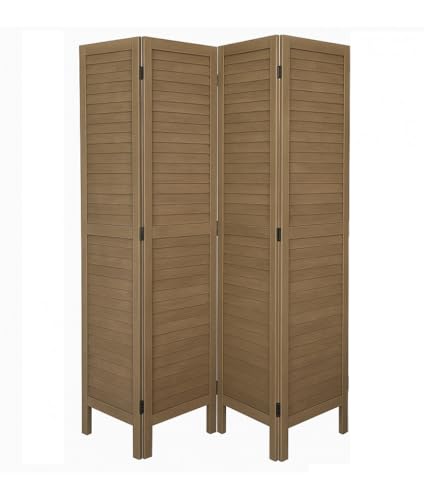 Paravent persienne de 4 pans en Bois, Coloris Brun - Dim : H170 x L160cm - PEGANE -