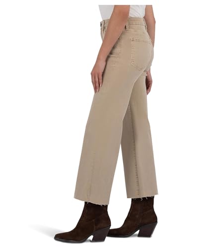 KUT from the Kloth Women's Meg High-Rise Fab Ab Wide Leg Raw Hem in Biscuit2