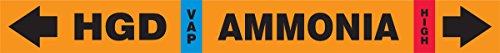 Accuform RAP305D Snap Tite IIAR Ammonia Pipe Marker, HGD/VAP/HIGH for 1-1/2" to 2" OD Pipe, 9" W x 14" L, Black/Blue/Red on Orange