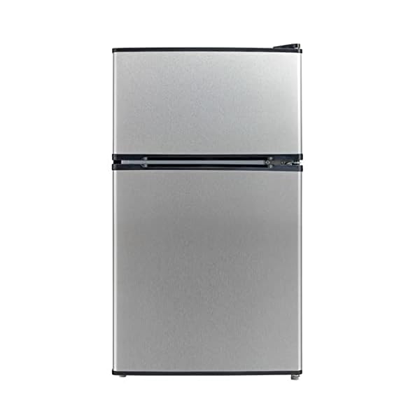 2 Door Stainless Steel Finish Mini Fridge Bar Dorm Compact Refrigerator