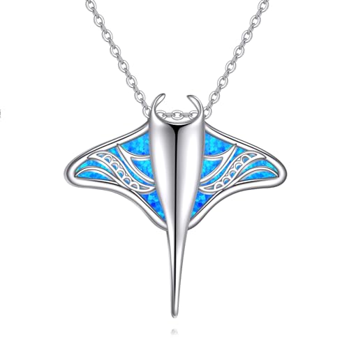 YFN Stingray Necklace Sterling Silver Manta Pendant Necklace Stingray Necklace Manta Ray Jewelry For Women Girls Manta Ray Gifts For Mom Daughter