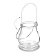 Relaxdays Windlicht, 12er Set, Glas, Silberne & Schwarze Henkel, innen & außen, Teelichthalter, 10 x 8,5 cm, transparent