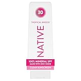 Native Mineral Sunscreen Lotion SPF 30, Tropical Breeze Scent, with 100% Mineral Zinc Oxide for Face & Body, Hawaii Compliant, Vegan, No White Cast - 7 oz