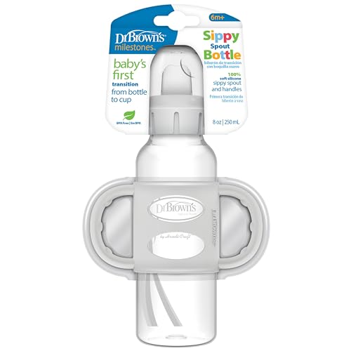 Dr. Brown's Narrow Sippy Spout Bottle with Handles, Gray, 1-Pack - image 7