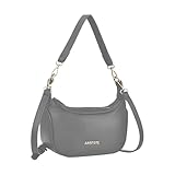ARISTOTE Bolsas de ombro para mulheres, bolsa pequena de couro, bolsa Hobo, bolsa tiracolo com alça removível, Cinza, Tendência