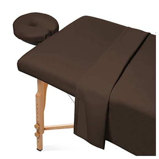 Saloniture 3-Piece Flannel Massage Table Sheet Set - Soft Cotton Facial Bed Cover - Includes Flat and Fitted Sheets with Face Cradle Cover - Chocolate Brown