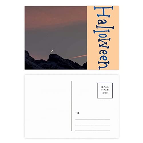 Cartes postales de remerciement Halloween Moon Mountain Sky pour vos proches