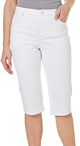 Gloria Vanderbilt Petite Amanda Blossom Embroidered Capris 14P Crystal White