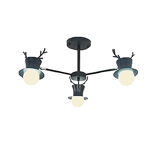 Chandelier antler noir lustre salon moderne E27 65x35cm