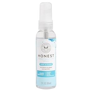 The Honest Company Plant-Based Hand Sanitizer Spray, Kills 99.9% of Germs, Hypoallergenic, Quick-drying, Moisturizing, Fragrance-Free, 2 fl oz
