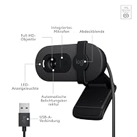 Logitech Brio 100 Full HD-Webcam für Meetings und Streaming, Auto-Lichtausgleich, integriertes Mikrofon, Abdeckblende, USB-A, für Microsoft Teams, Google Meet, Zoom und mehr - Graphit – Ansicht 7