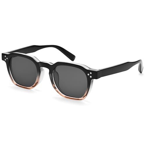 Image of Square Sunglasses for Men Women - Retro Chunky Rectangle Frame Sun Glasses Classic Vintage Shades
